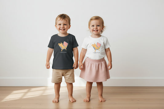 I Need a Break Infant Tee — Playful Cat & Rainbow Baby T-Shirt