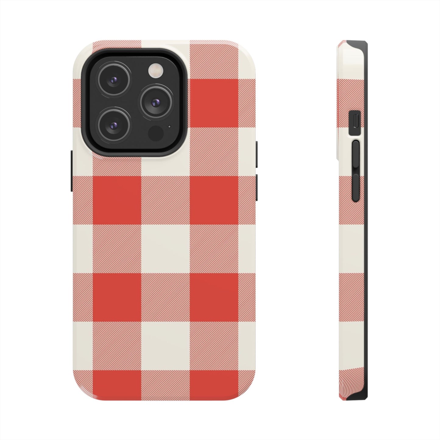 Red Gingham Phone Case — Glossy Protective Everyday Cover