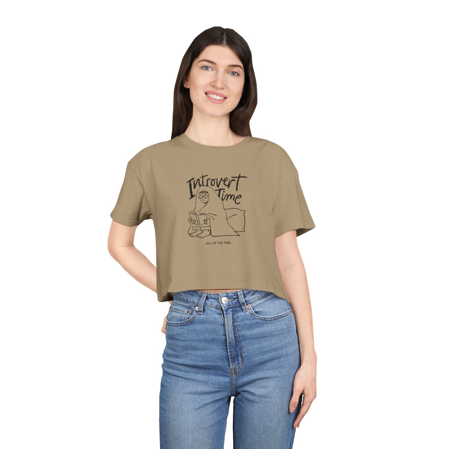 Introvert Time Tee — Women’s Easy Everyday Cropped Graphic Shirt
