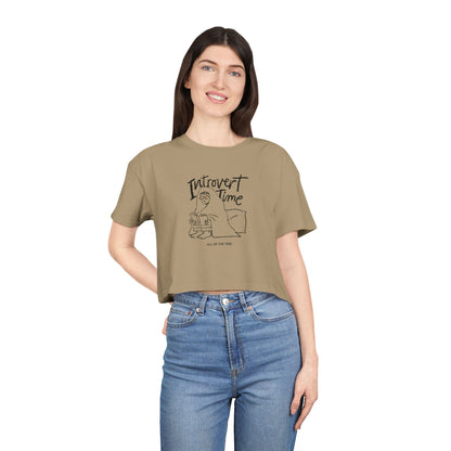 Introvert Time Tee — Women’s Easy Everyday Cropped Graphic Shirt