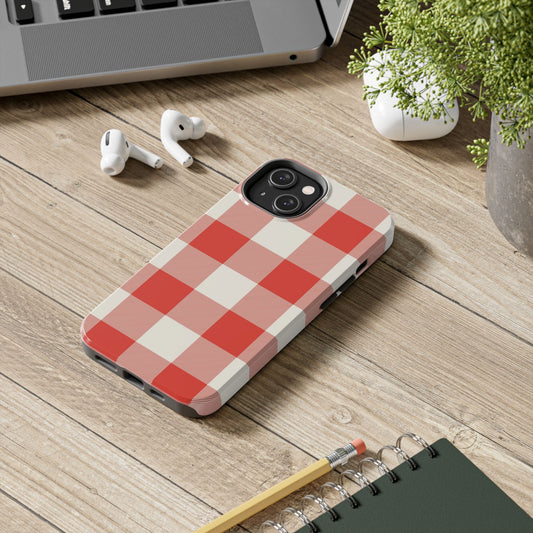 Red Gingham Phone Case — Glossy Protective Everyday Cover