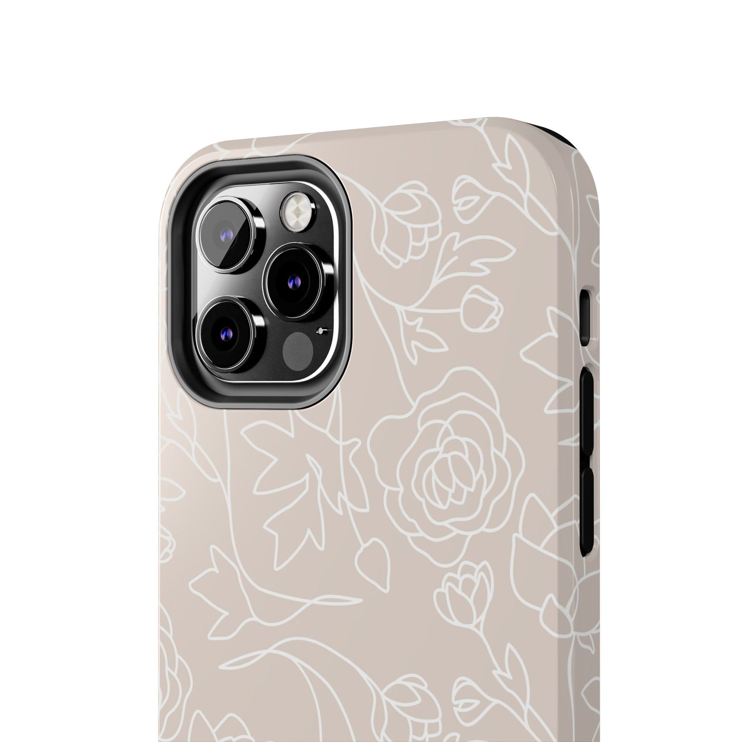 Neutral Floral Phone Case — Tough Rose Line Art Cover