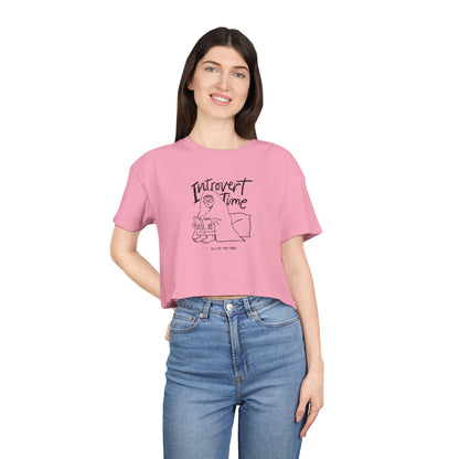 Introvert Time Tee — Women’s Easy Everyday Cropped Graphic Shirt