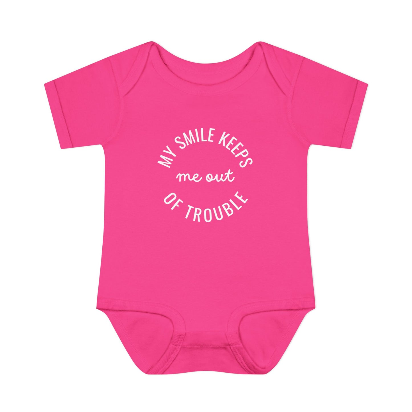 Infant Bodysuit - "My Smile Keeps Me Out Of Trouble" Cute Baby Onesie | Newborn Gift