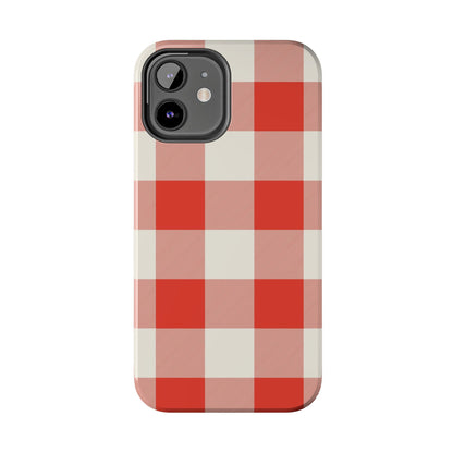 Red Gingham Phone Case — Glossy Protective Everyday Cover