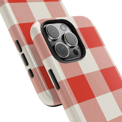 Red Gingham Phone Case — Glossy Protective Everyday Cover