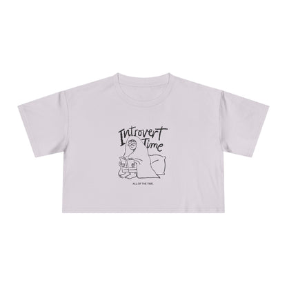Introvert Time Tee — Women’s Easy Everyday Cropped Graphic Shirt