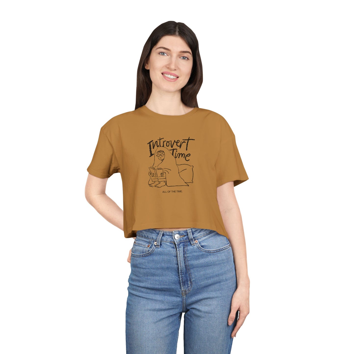Introvert Time Tee — Women’s Easy Everyday Cropped Graphic Shirt