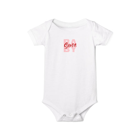 Baby One-Piece Romper — Pink “Baby Santa” Christmas Newborn Bodysuit