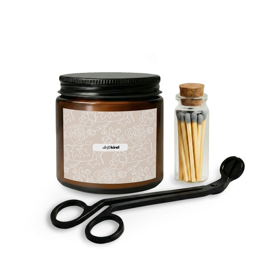 DriftKind Candle Ritual Set — Floral Label Soy Candle Gift Box