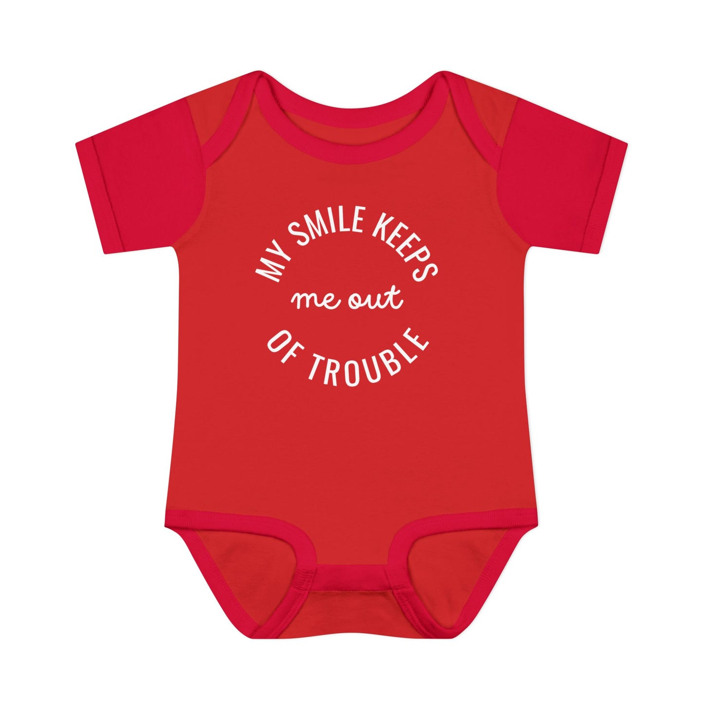 Infant Bodysuit - "My Smile Keeps Me Out Of Trouble" Cute Baby Onesie | Newborn Gift