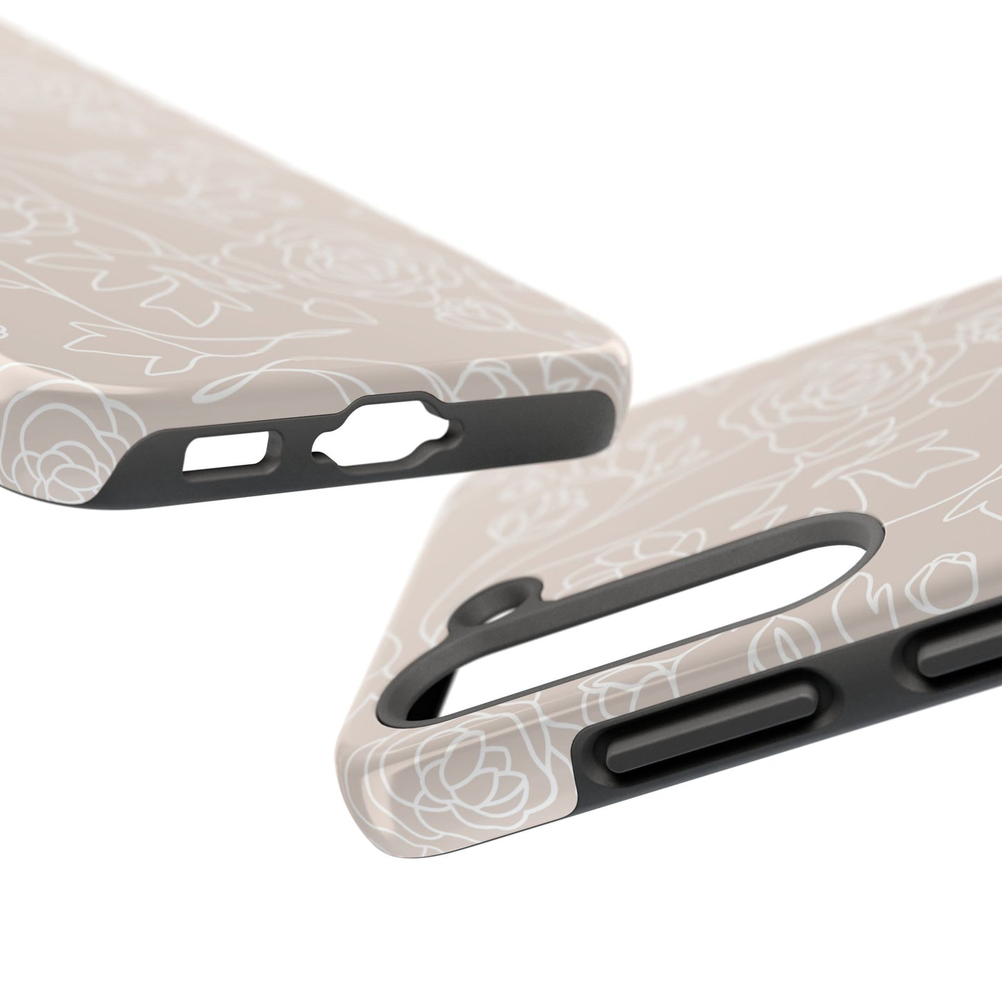 Neutral Floral Phone Case — Tough Rose Line Art Cover