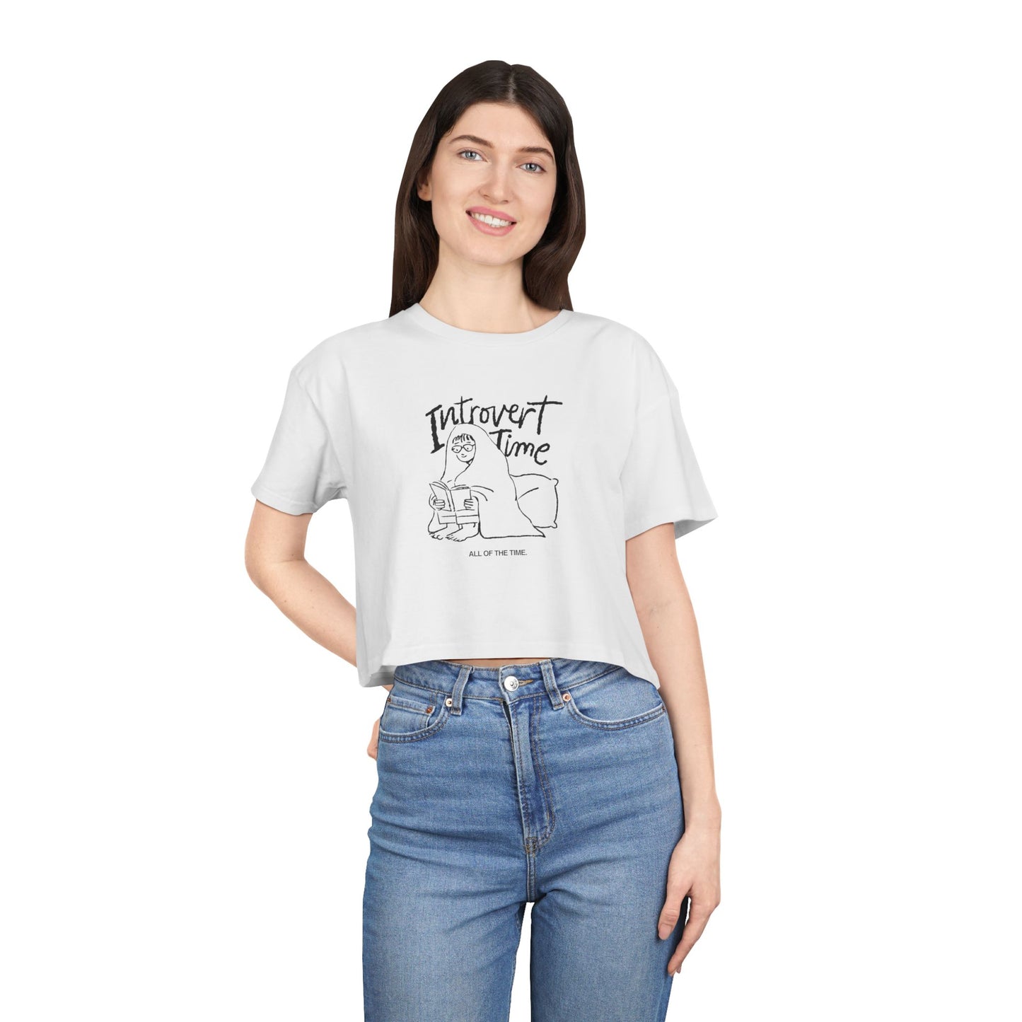 Introvert Time Tee — Women’s Easy Everyday Cropped Graphic Shirt