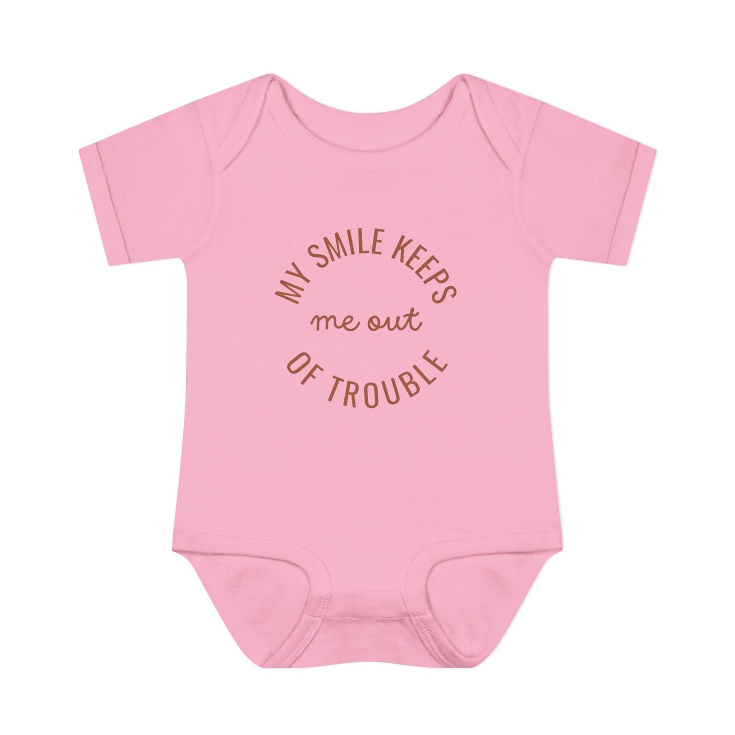 Infant Bodysuit - "My Smile Keeps Me Out Of Trouble" Cute Baby Onesie | Newborn Gift