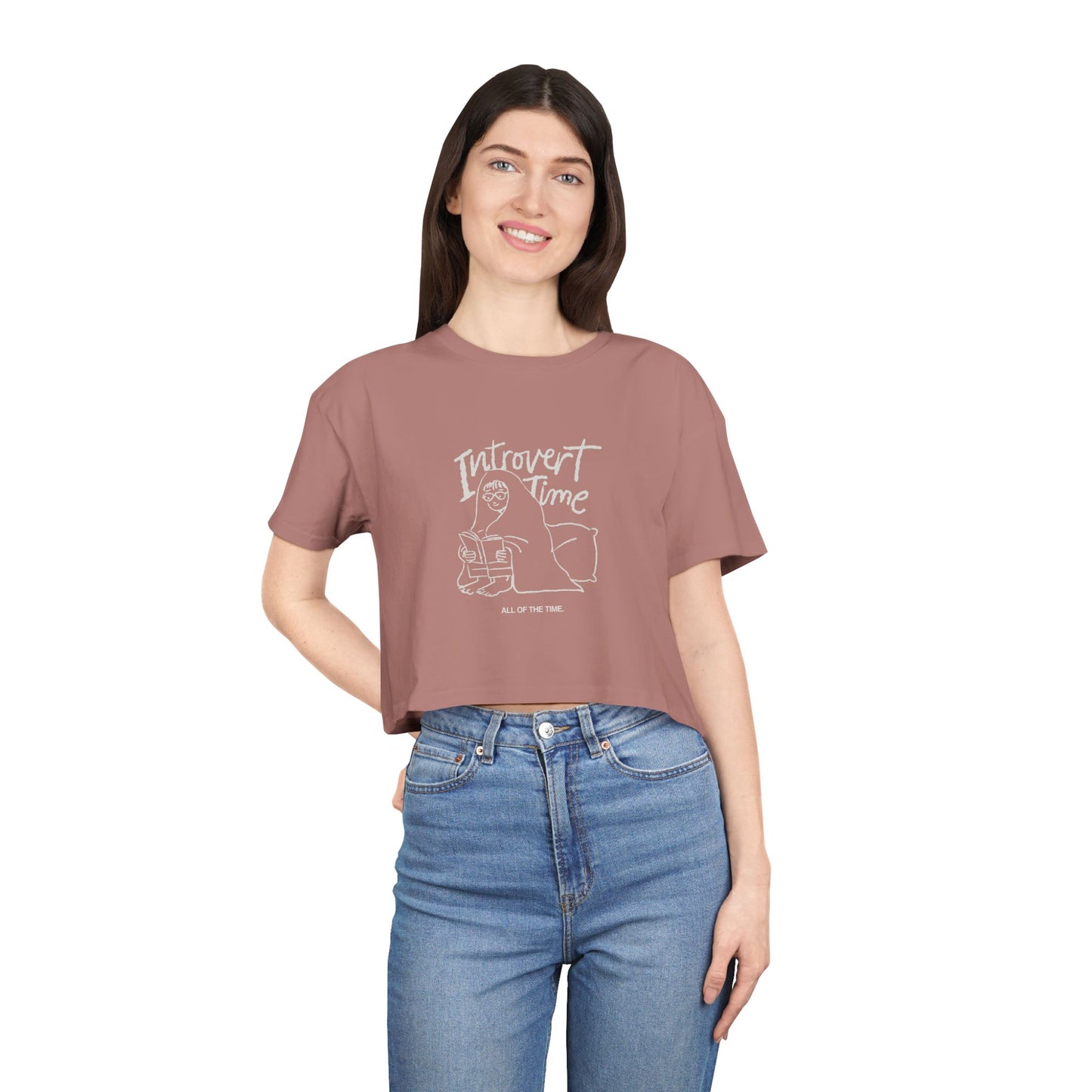 Introvert Time Tee — Women’s Easy Everyday Cropped Graphic Shirt