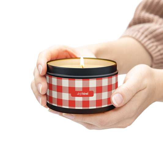 Gingham Scented Candle Tin — Cozy Everyday Travel Candle
