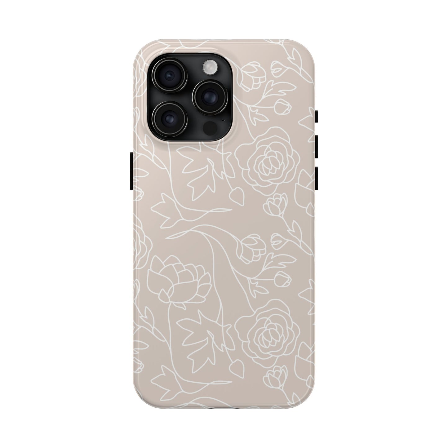 Neutral Floral Phone Case — Tough Rose Line Art Cover