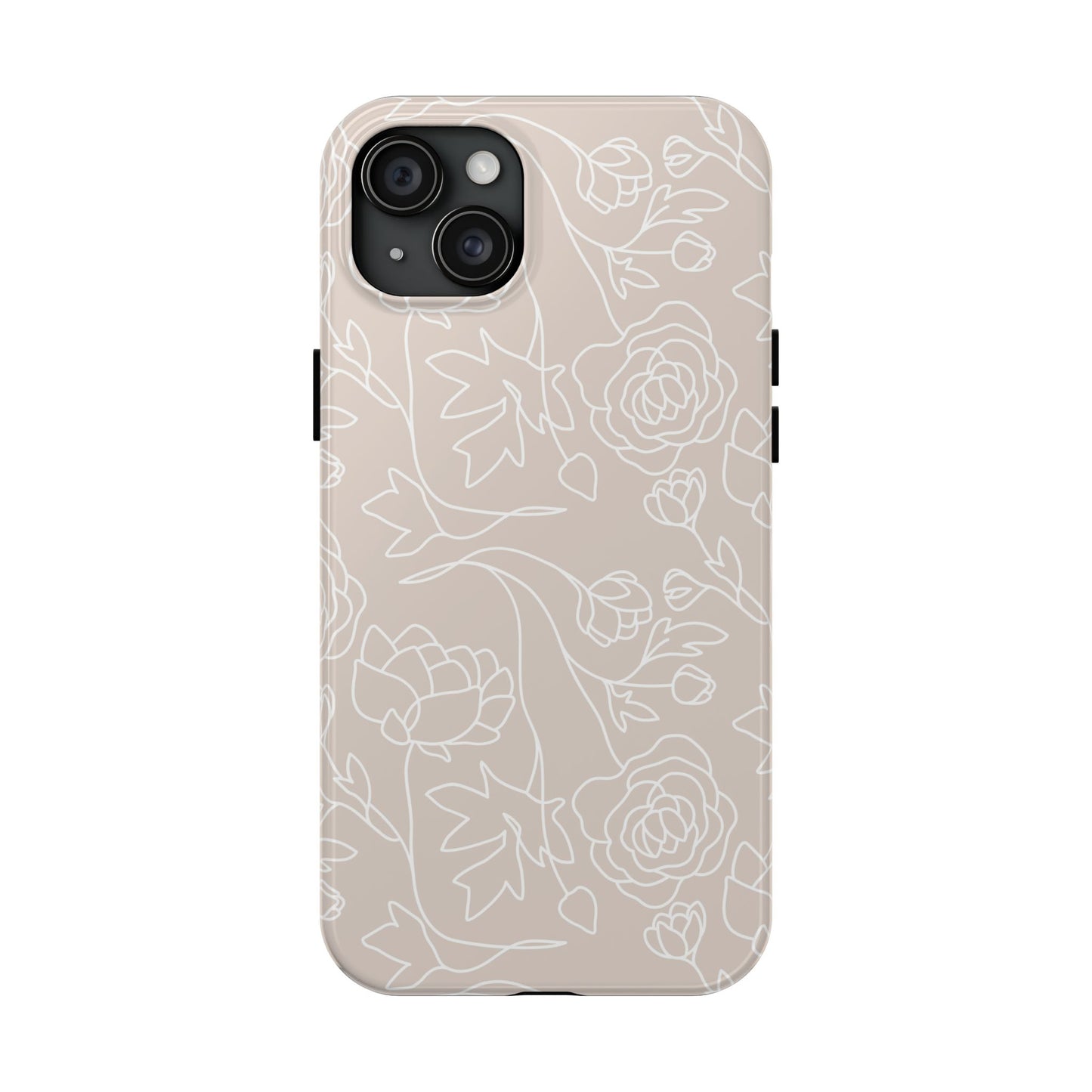 Neutral Floral Phone Case — Tough Rose Line Art Cover