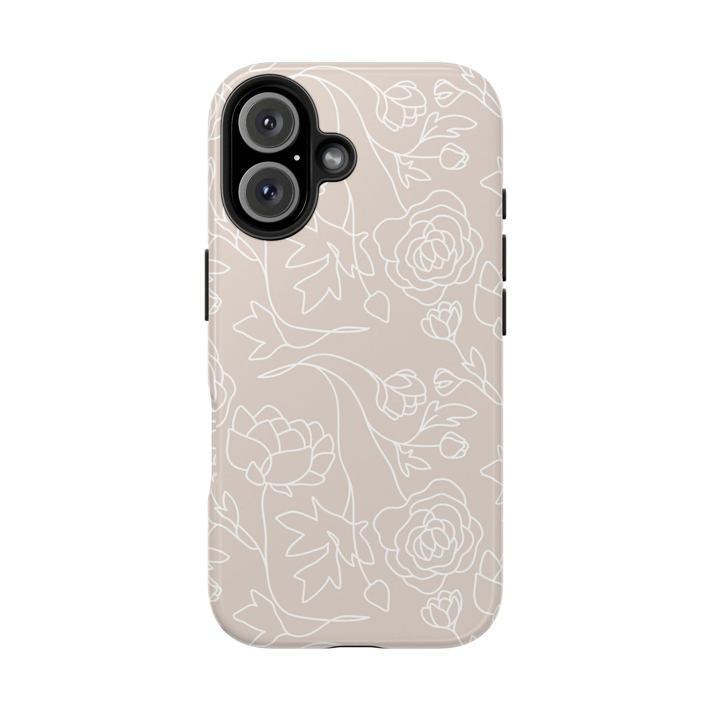 Neutral Floral Phone Case — Tough Rose Line Art Cover