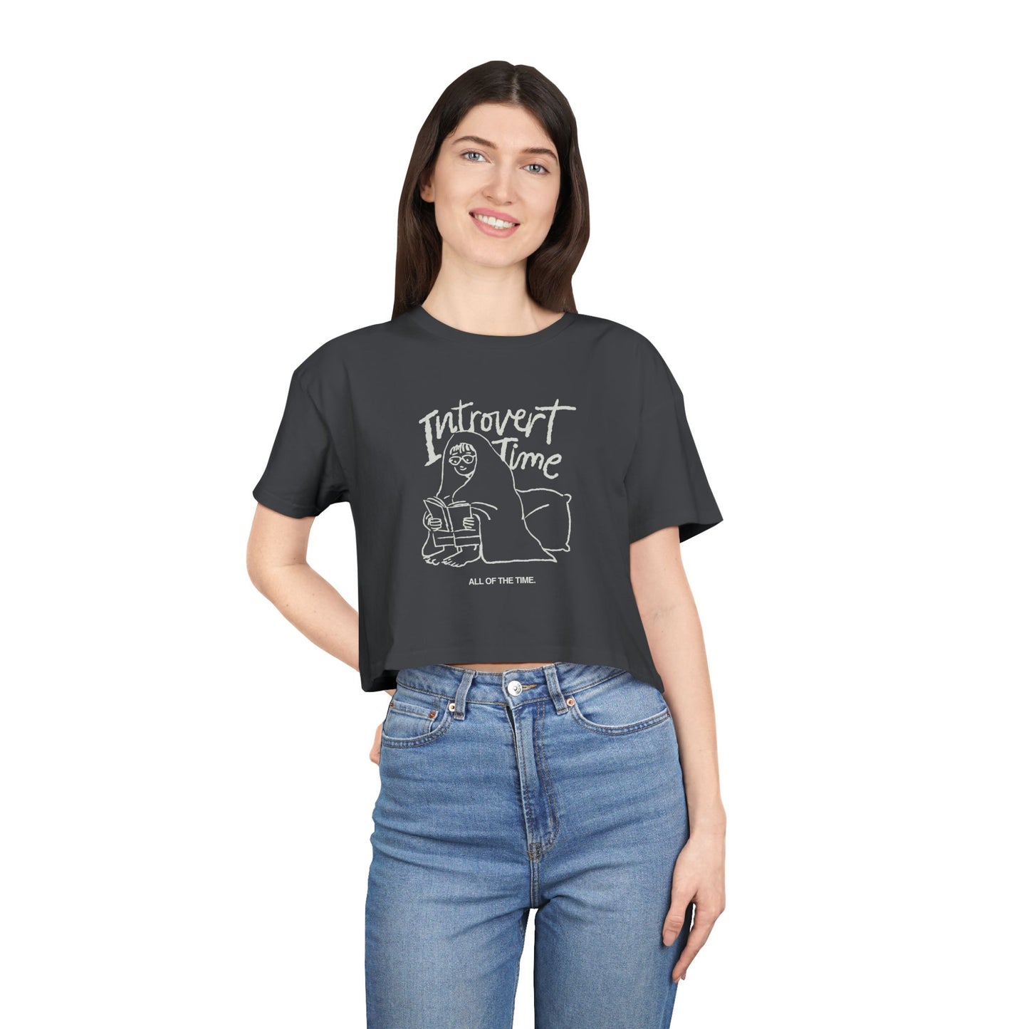 Introvert Time Tee — Women’s Easy Everyday Cropped Graphic Shirt