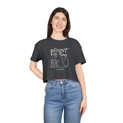 Introvert Time Tee — Women’s Easy Everyday Cropped Graphic Shirt