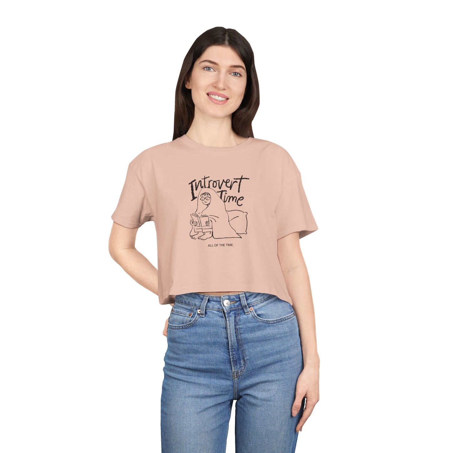 Introvert Time Tee — Women’s Easy Everyday Cropped Graphic Shirt