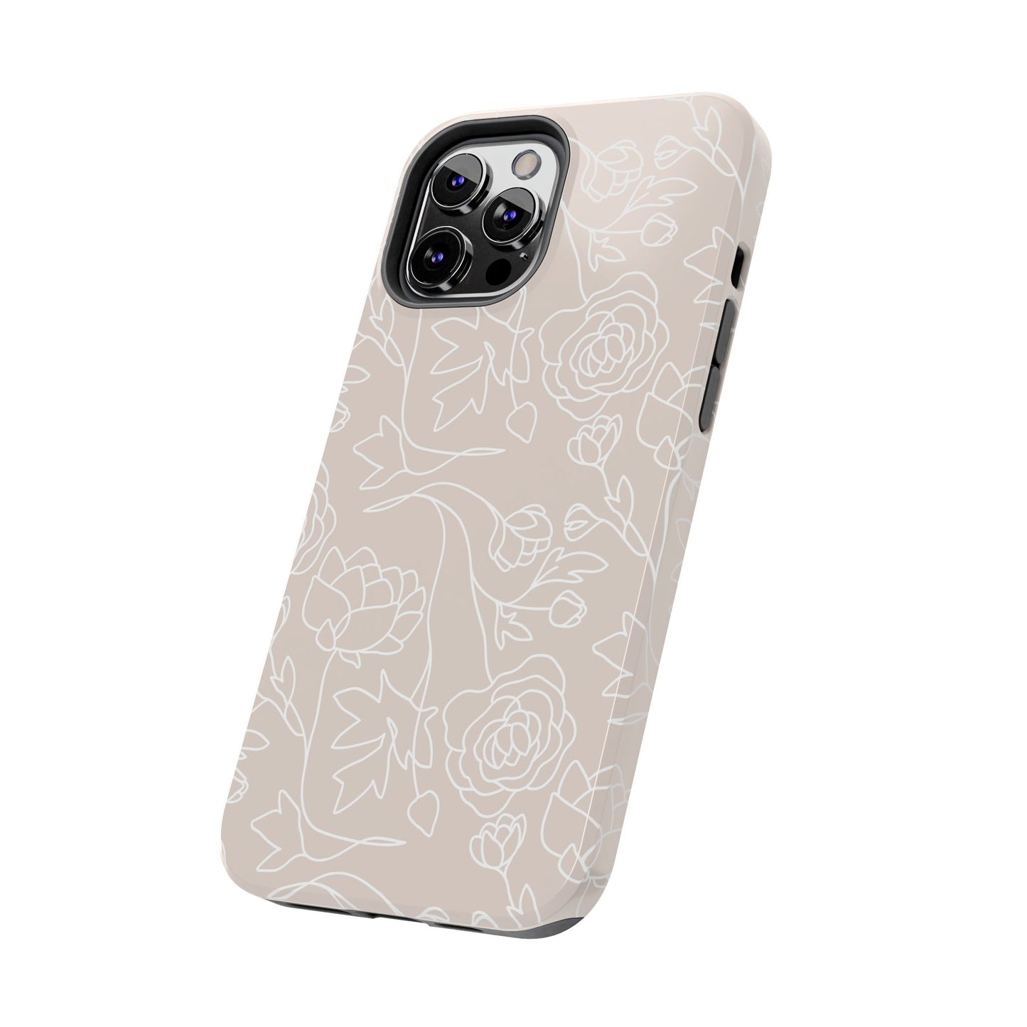 Neutral Floral Phone Case — Tough Rose Line Art Cover