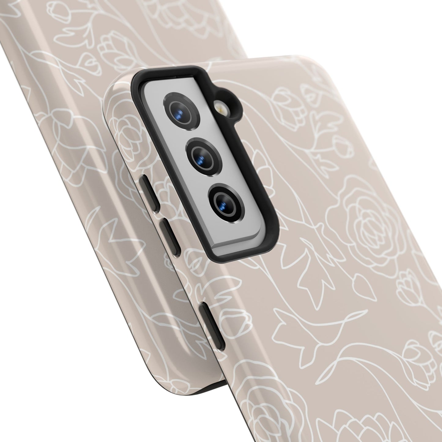 Neutral Floral Phone Case — Tough Rose Line Art Cover