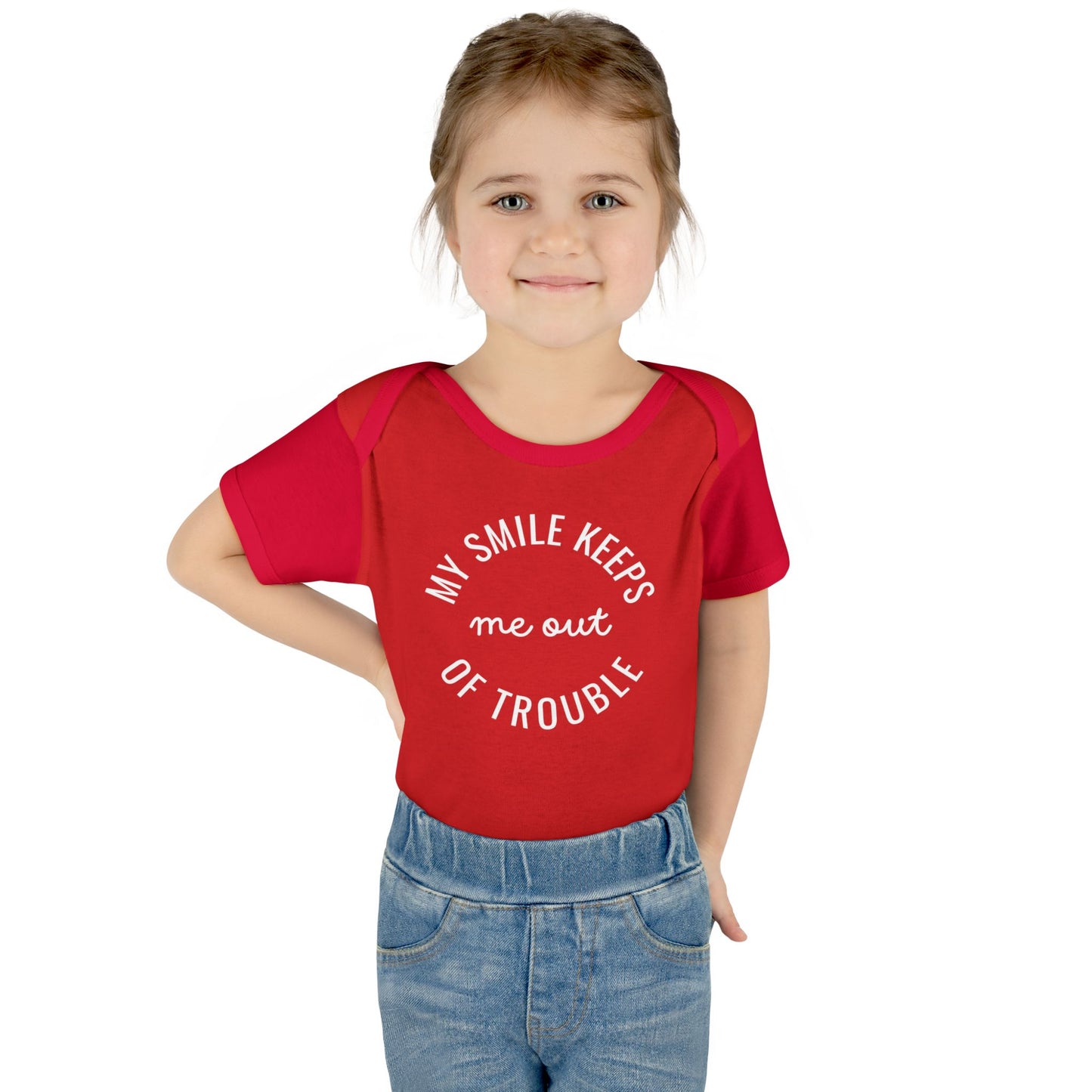 Infant Bodysuit - "My Smile Keeps Me Out Of Trouble" Cute Baby Onesie | Newborn Gift