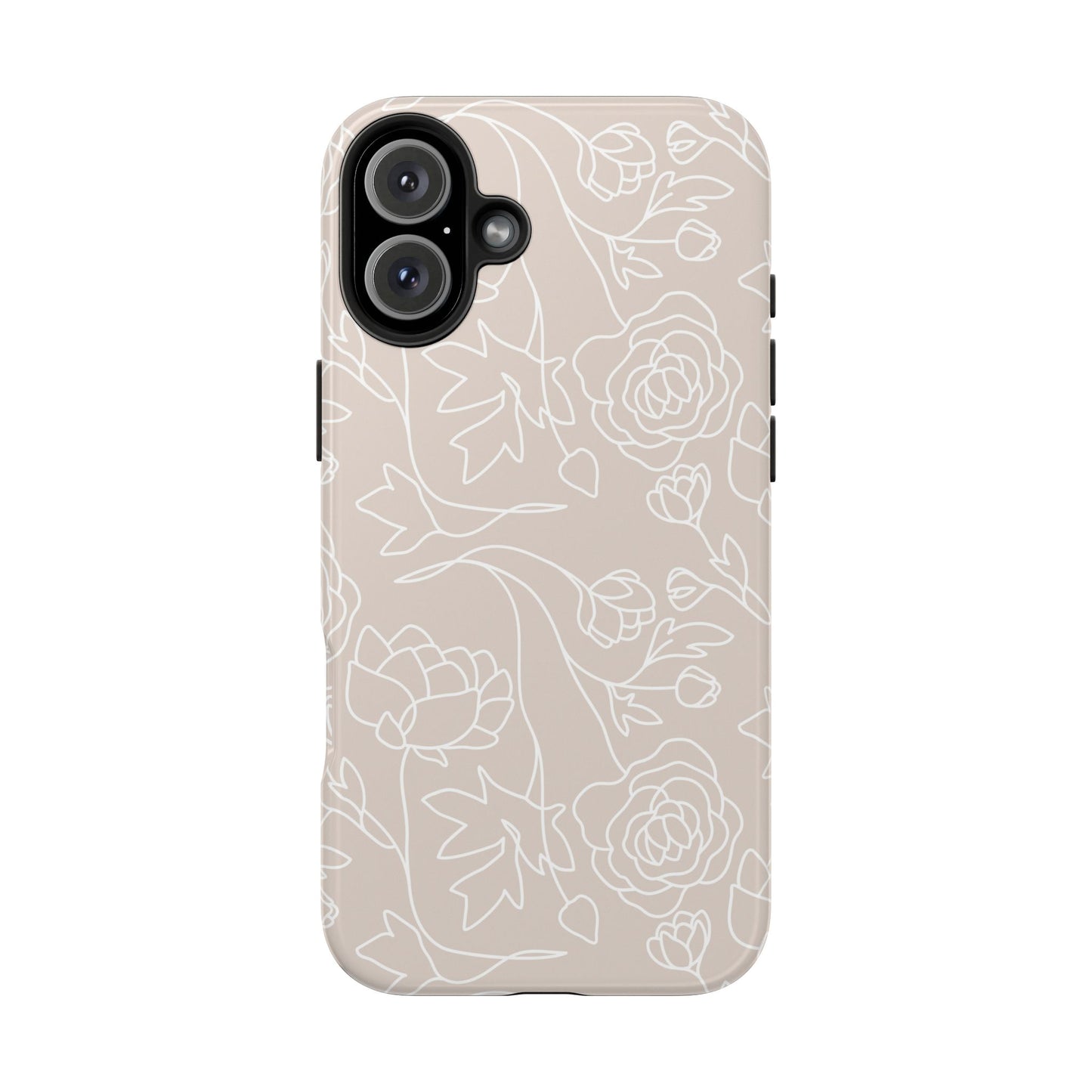 Neutral Floral Phone Case — Tough Rose Line Art Cover