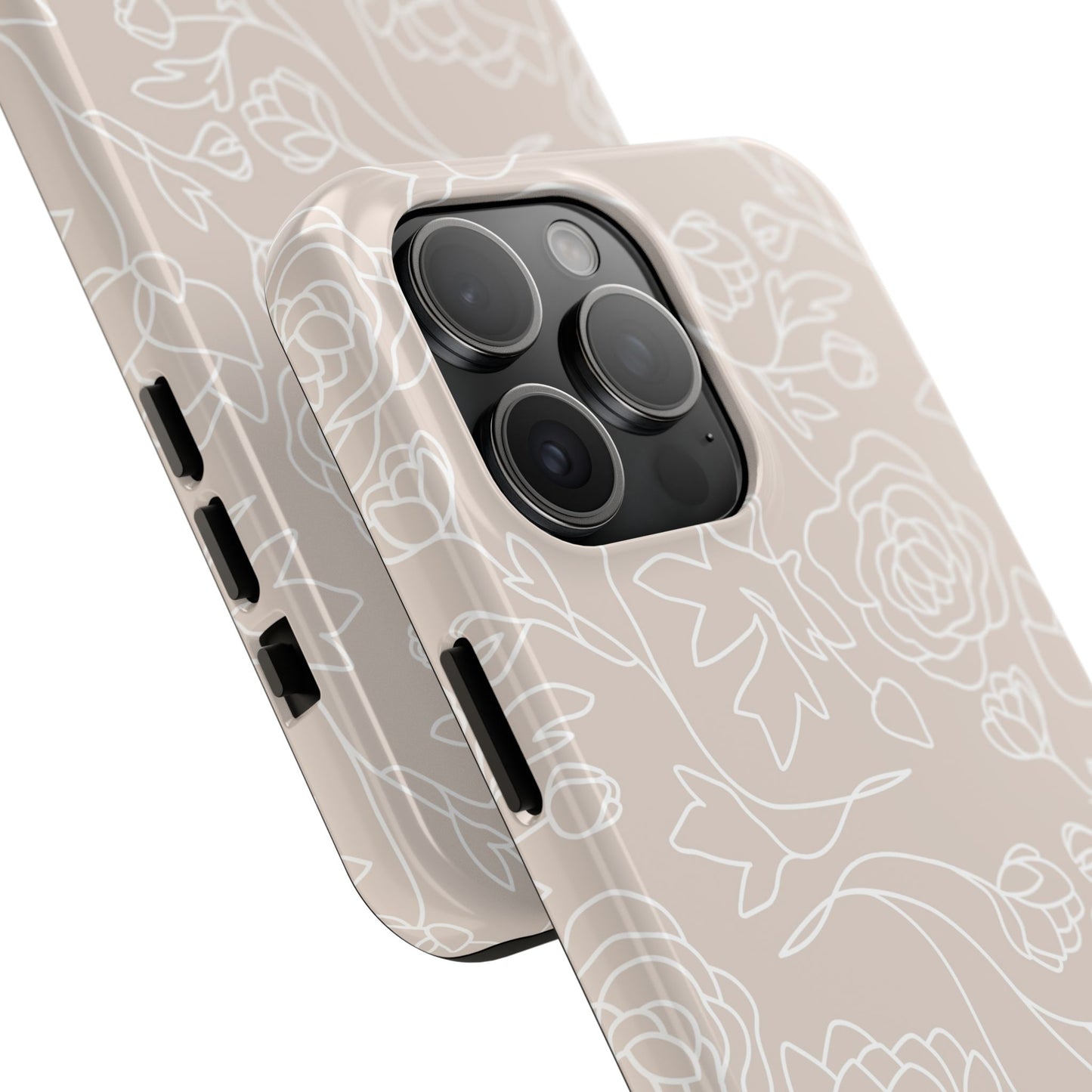 Neutral Floral Phone Case — Tough Rose Line Art Cover