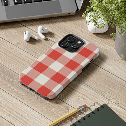 Red Gingham Phone Case — Glossy Protective Everyday Cover