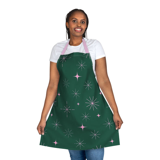 Green Retro Starburst Apron — Stylish Everyday Kitchen Essential