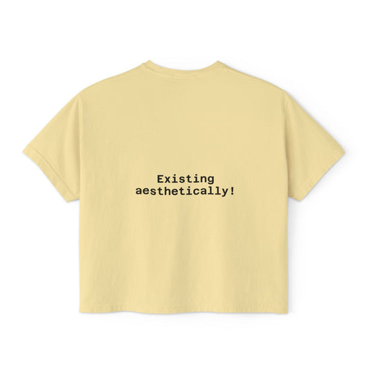 Aesthetically Existing Tee — Cropped Boxy Minimal Back-Print Shirt