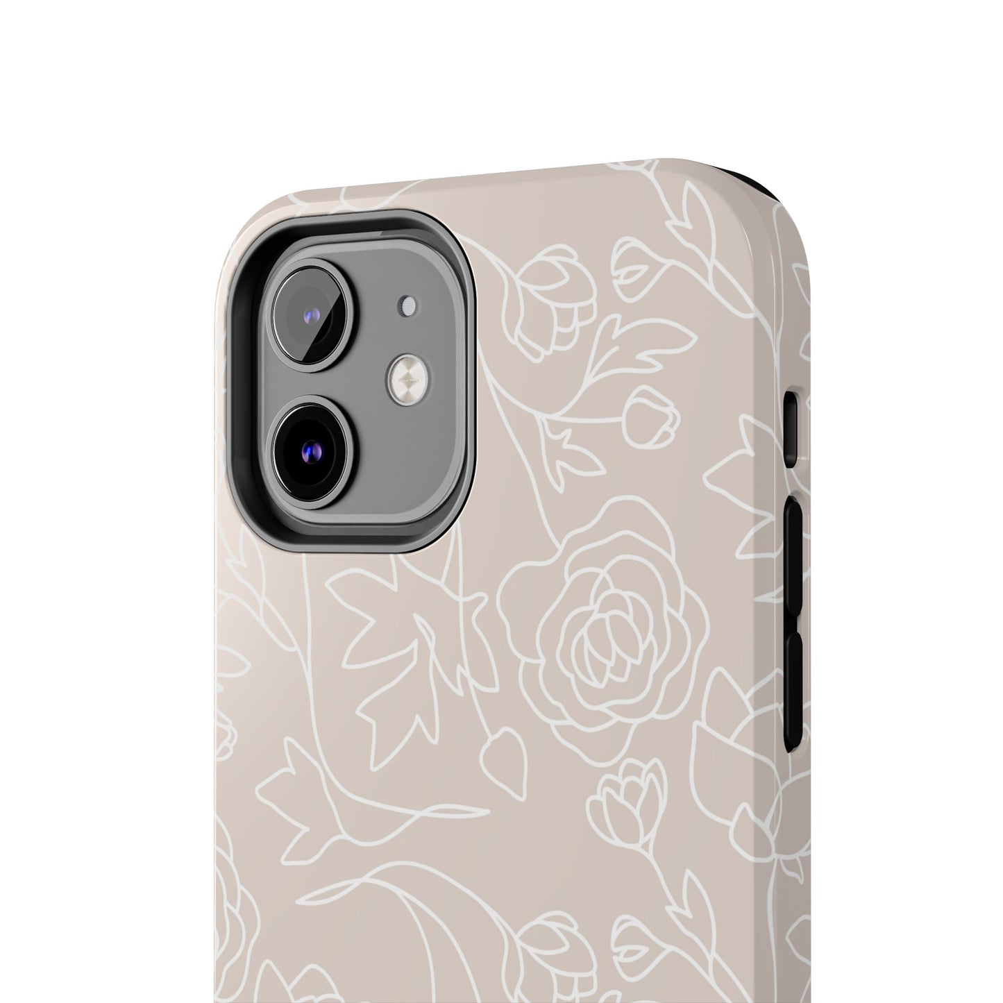 Neutral Floral Phone Case — Tough Rose Line Art Cover
