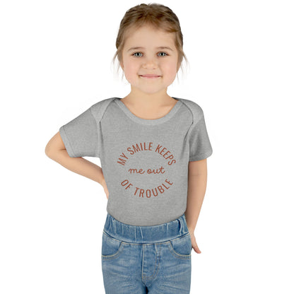Infant Bodysuit - "My Smile Keeps Me Out Of Trouble" Cute Baby Onesie | Newborn Gift