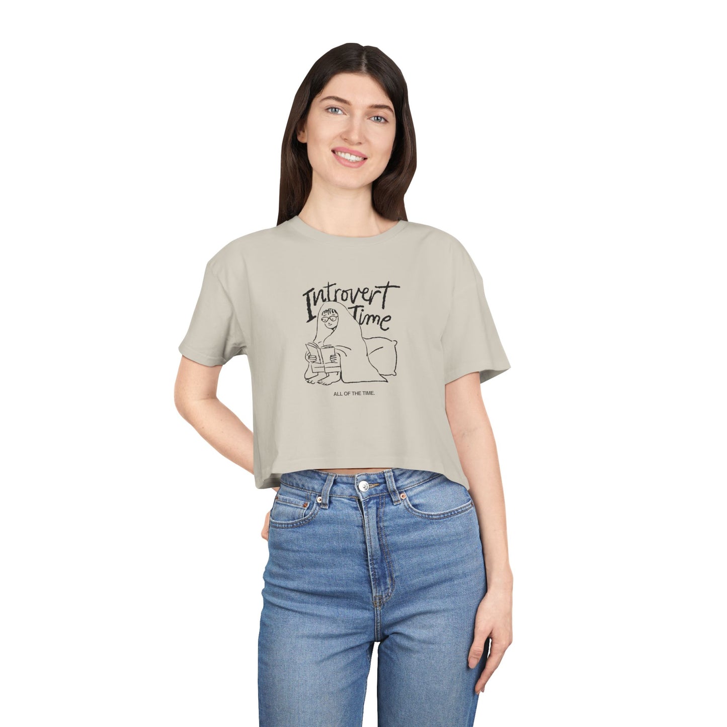 Introvert Time Tee — Women’s Easy Everyday Cropped Graphic Shirt