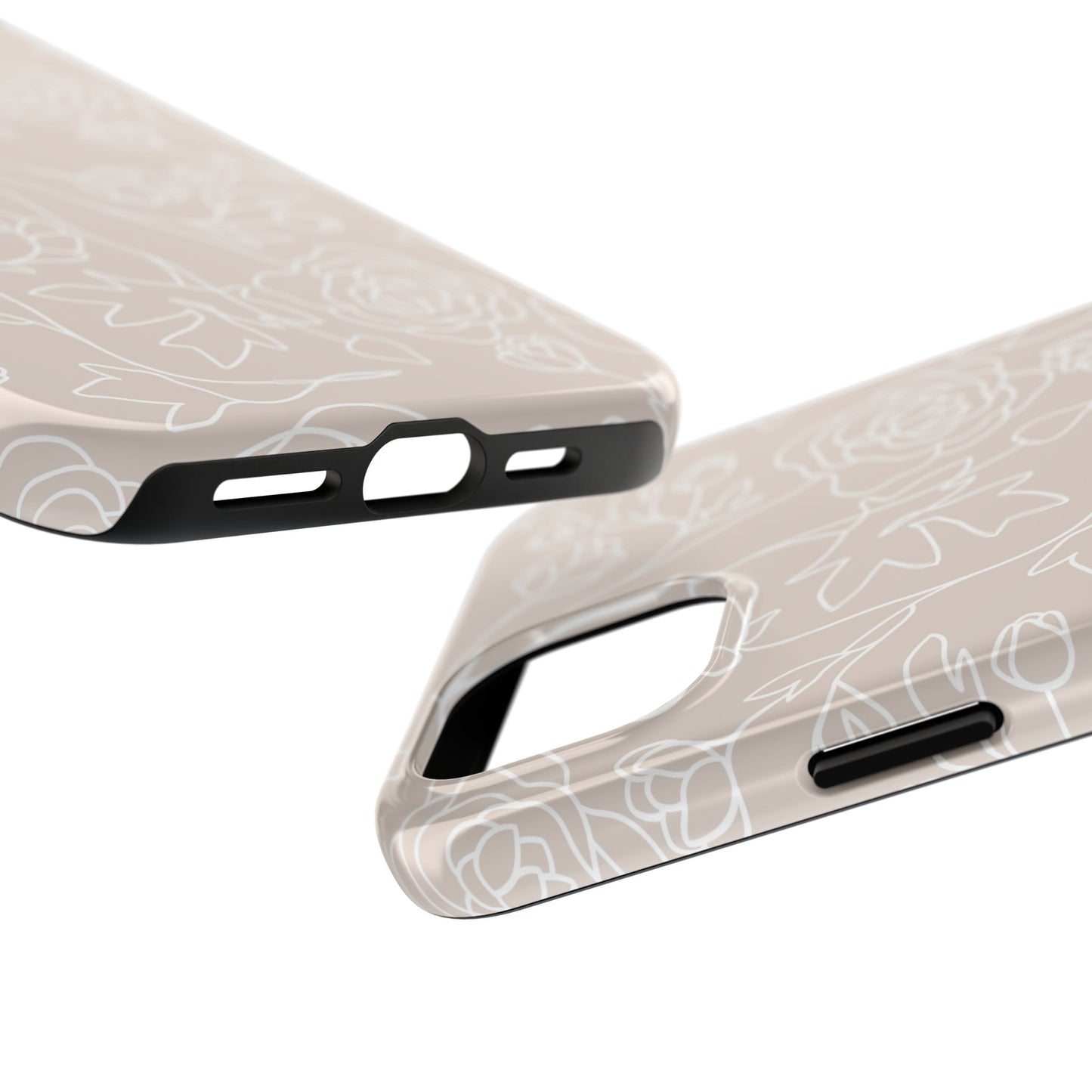 Neutral Floral Phone Case — Tough Rose Line Art Cover