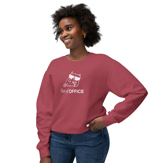 Out of Office Cat Sweater — Minimal Humor Unisex Crewneck