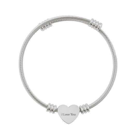 DriftKind Engravable Bracelet — Sentimental Heart Cuff Gift