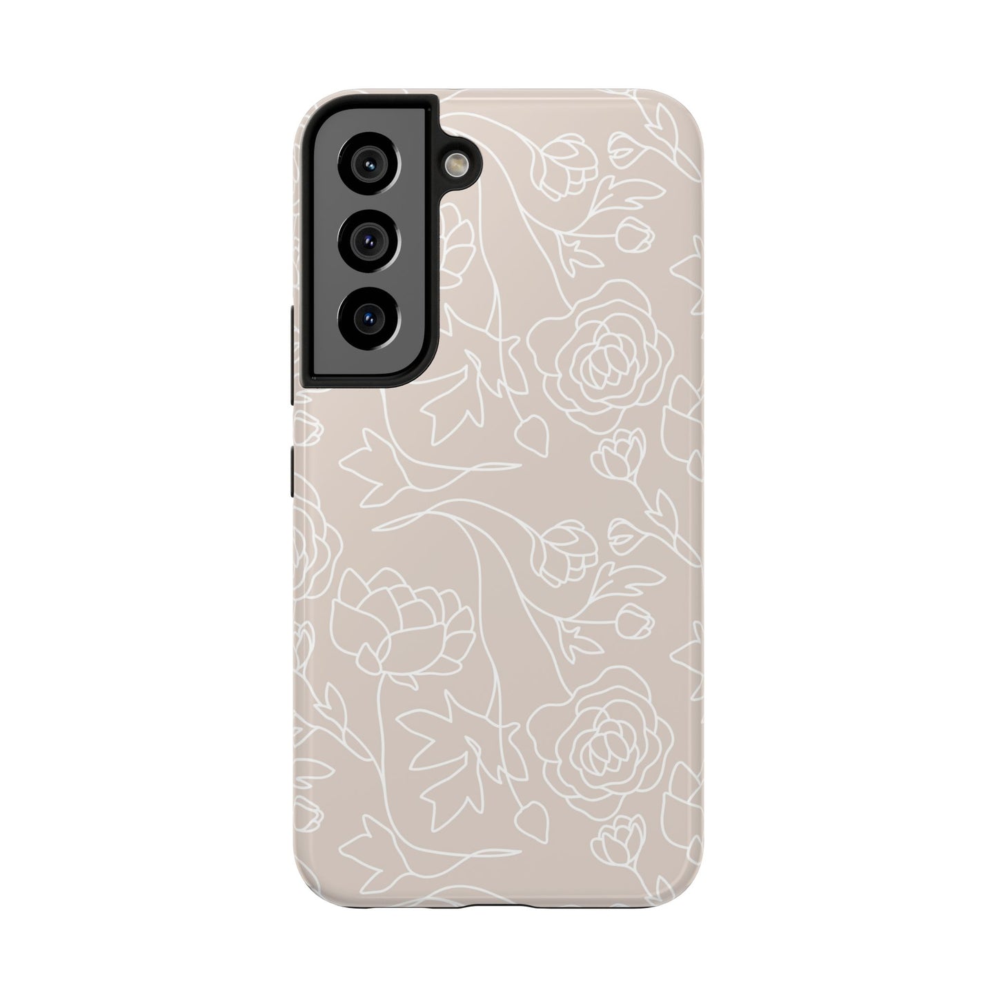 Neutral Floral Phone Case — Tough Rose Line Art Cover