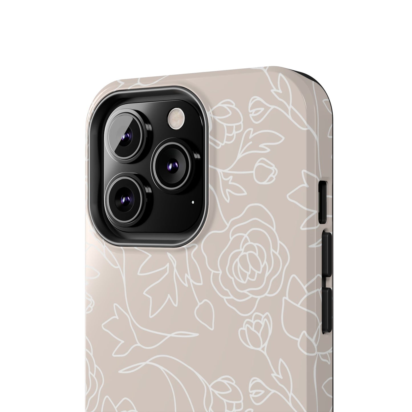 Neutral Floral Phone Case — Tough Rose Line Art Cover