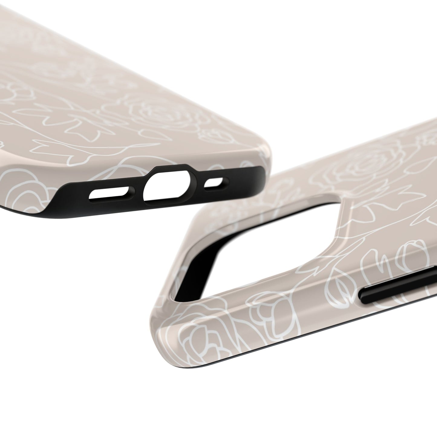 Neutral Floral Phone Case — Tough Rose Line Art Cover